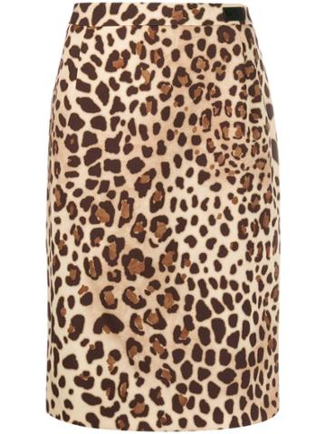 Be Blumarine Leopard Print Pencil Skirt - Brown