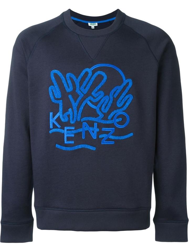 Kenzo Dancing Cactus Sweatshirt, Men's, Size: Xl, Blue, Cotton/polyester