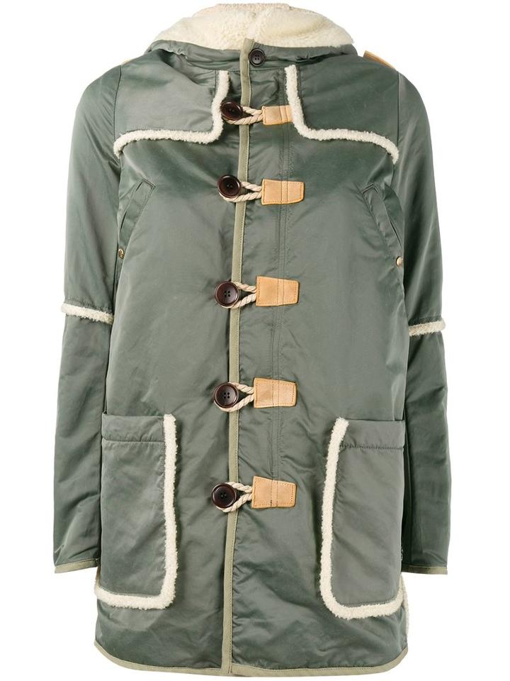 Visvim Sheepskin Duffle Coat, Size: 1, Green, Nylon/wool/mohair/lamb Skin