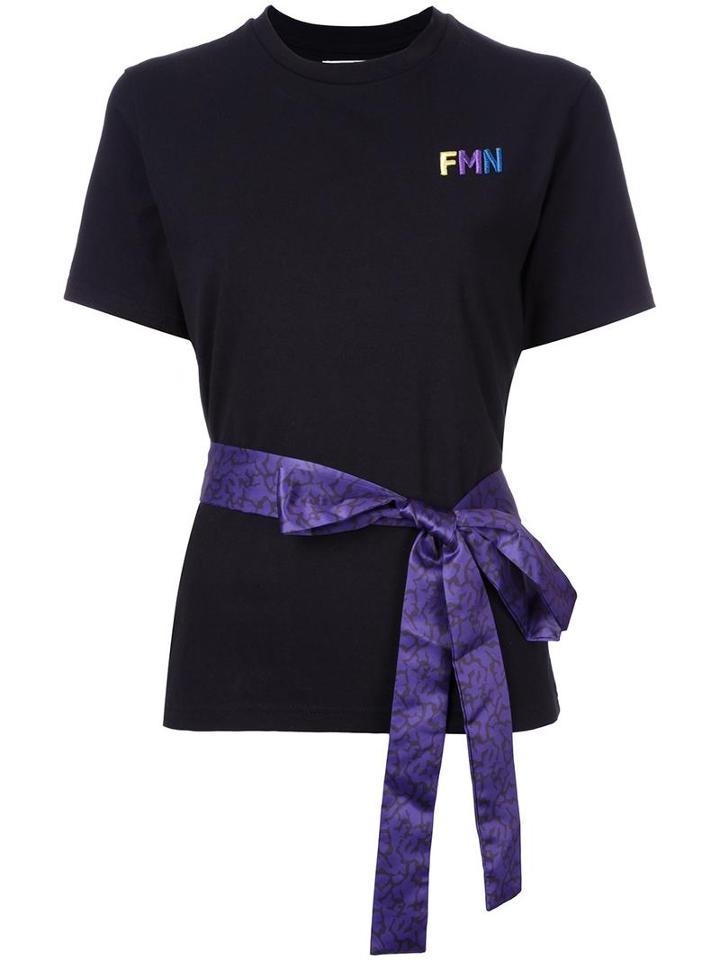 Fleamadonna Ribbon Detail T-shirt, Women's, Size: Medium, Black, Cotton/polyester