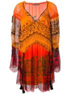 Alberta Ferretti Tassel Detail Tiered Dress - Orange