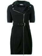 Jeremy Scott Zipped Shoulders Belted Dress, Women's, Size: 40, Black, Polyester/other Fibers