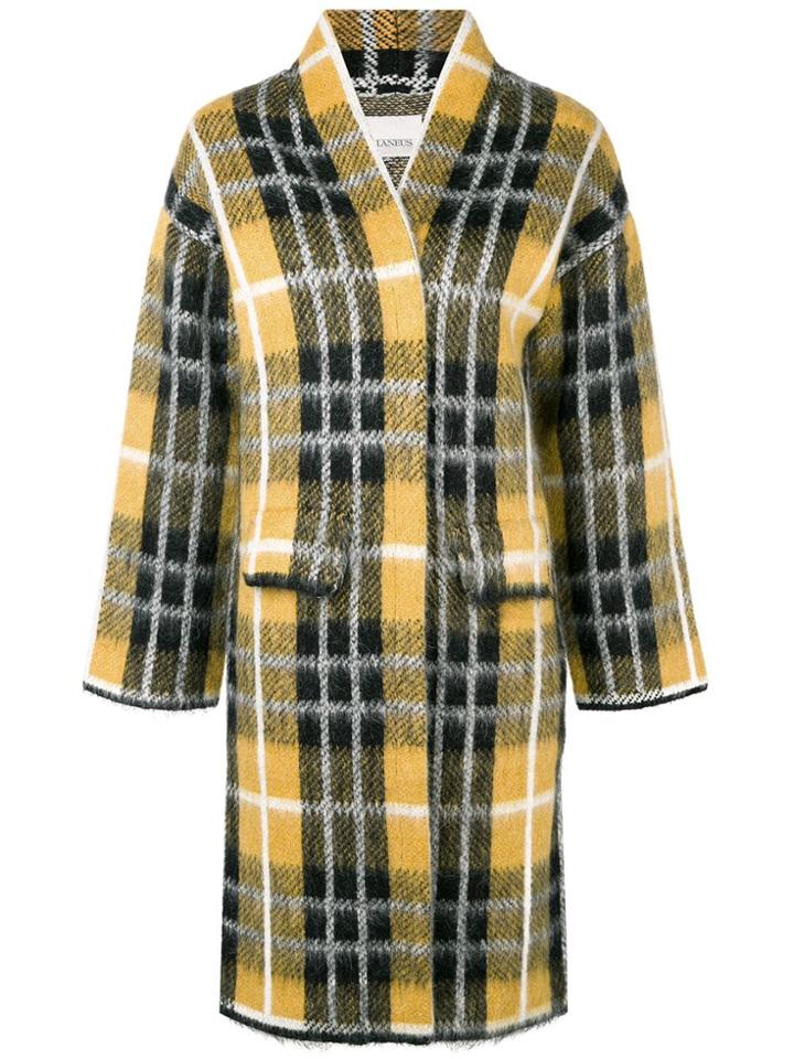 Laneus Checked Coat - Yellow & Orange