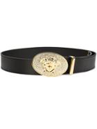Versace Medusa Oval Buckle Belt, Men's, Size: 105, Black, Calf Leather
