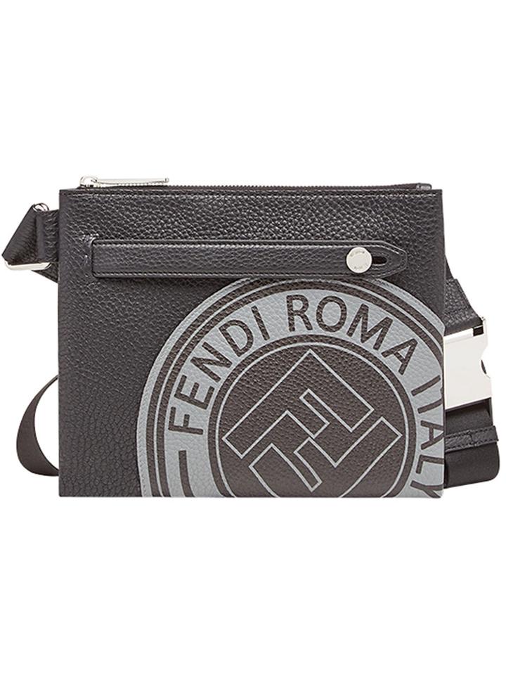 Fendi Logo Print Messenger Bag - Black