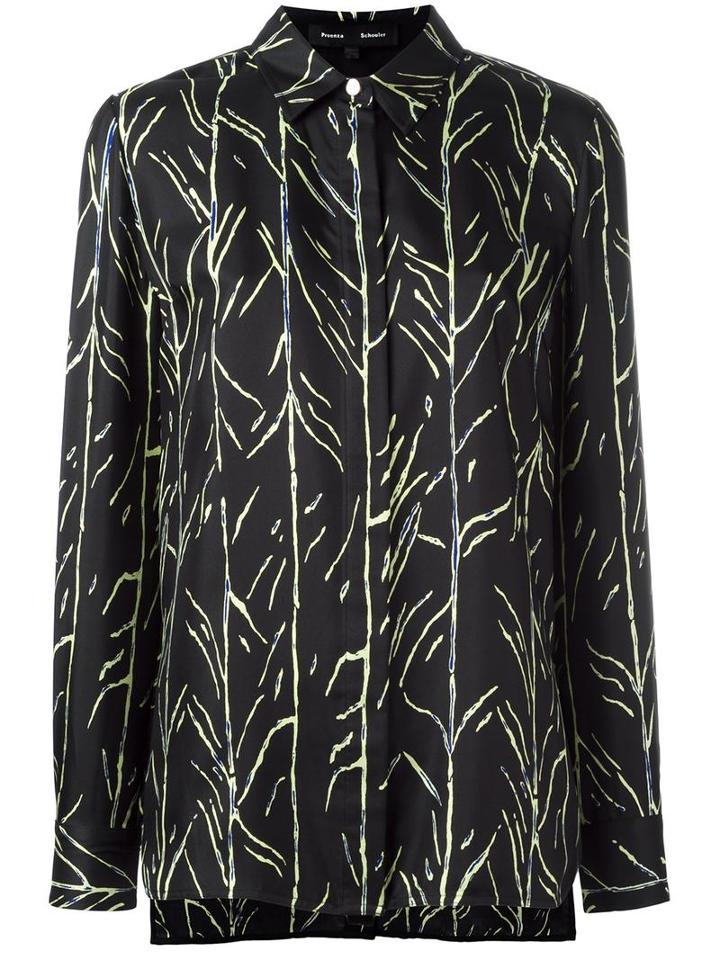 Proenza Schouler Branch Print Shirt, Women's, Size: 4, Black, Silk/viscose