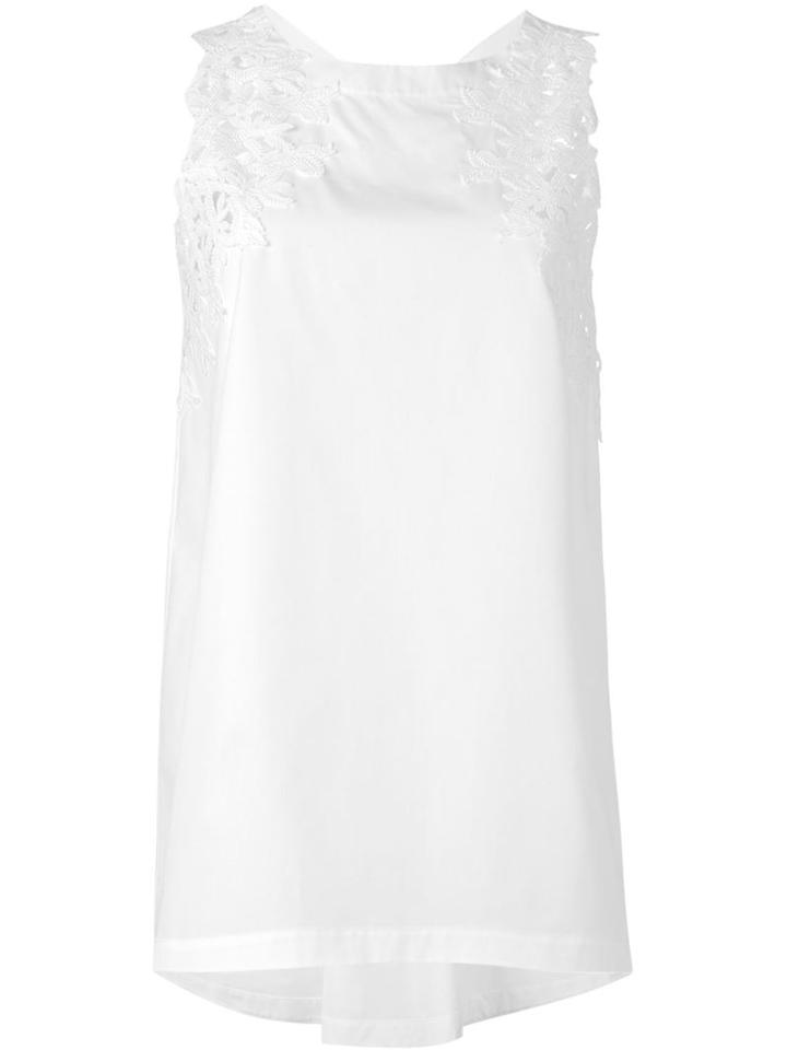 Ermanno Scervino Leaf Embroidered Tank Top, Women's, Size: 44, White, Cotton