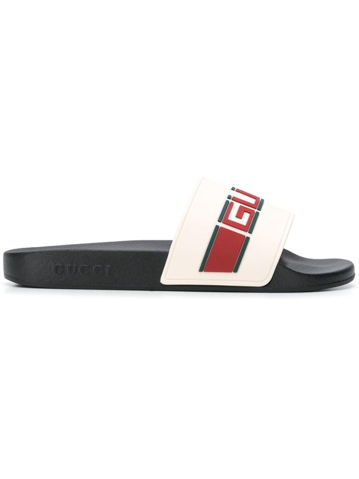 Gucci Logo Print Slides - White