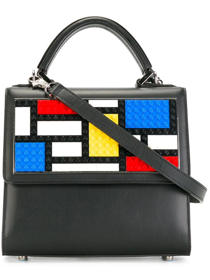 Les Petits Joueurs Lego Motif Tote, Black, Leather