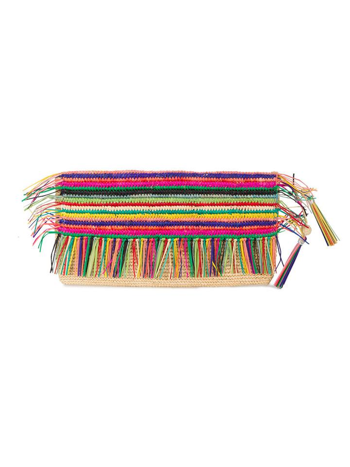 Sensi Studio - Rainbow Tassel Clutch Bag - Women - Straw (brown) - One Size, Straw