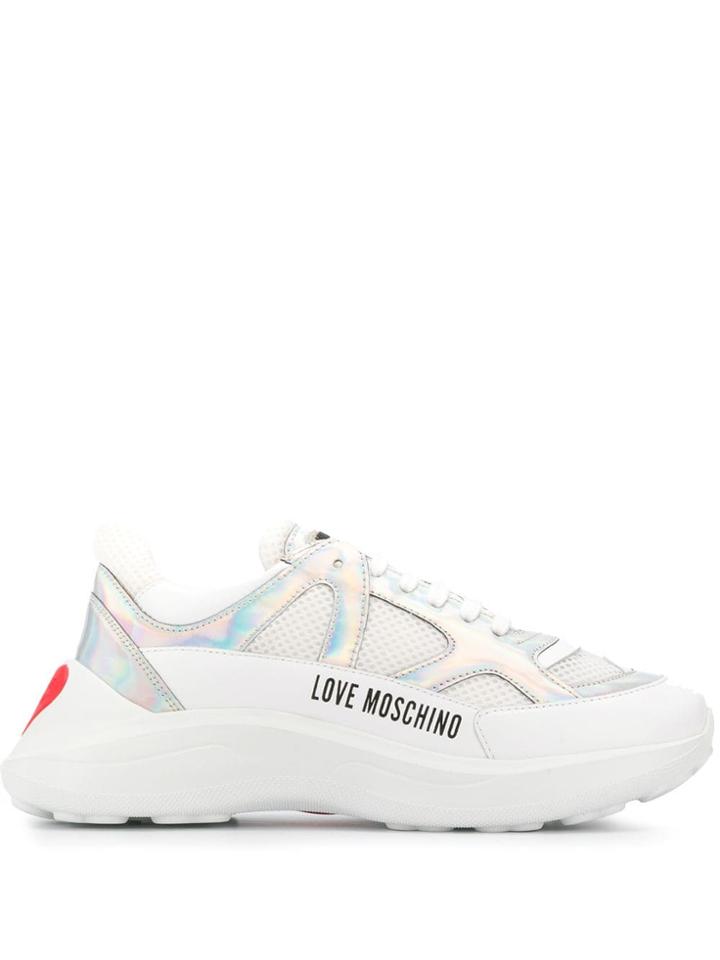 Love Moschino Metallic Panel Sneakers - White