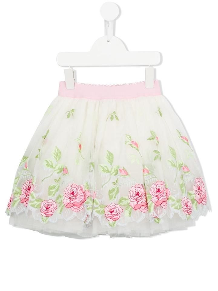 Monnalisa Embroidered Rose (pink) Tulle Skirt, Toddler Girl's, Size: 2 Yrs