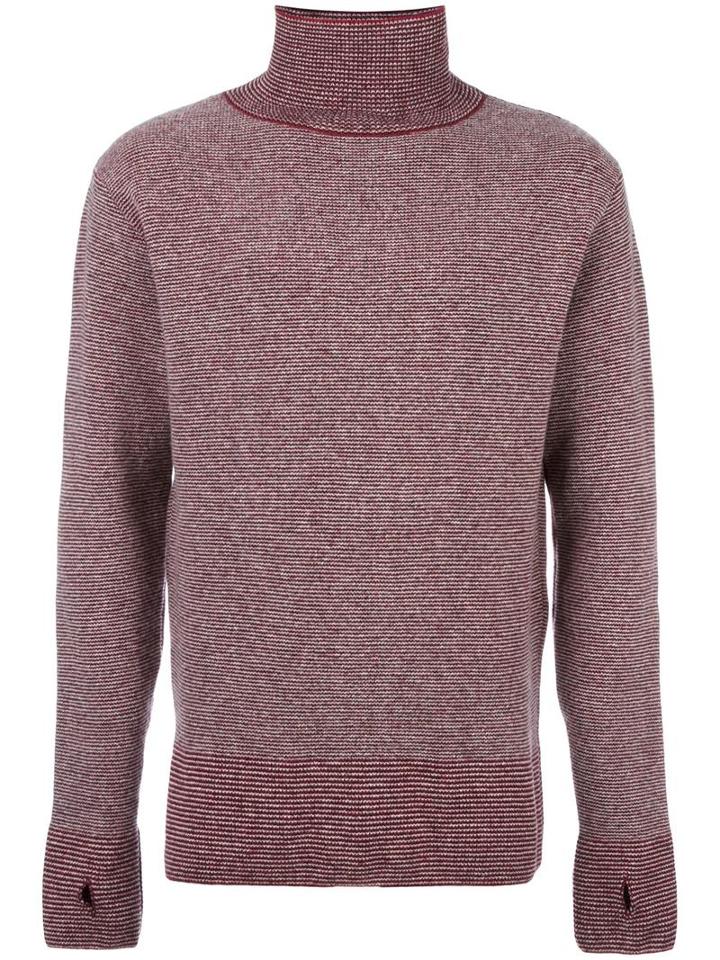Oliver Spencer 'bamboo' Jumper, Men's, Size: Large, Red, Virgin Wool