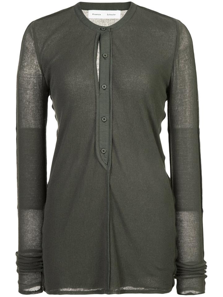 Proenza Schouler Pswl Layered Gauze Henley - Green