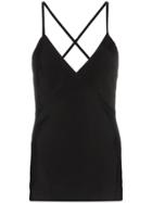 Haider Ackermann Deep V-neck Cross Strap Silk Blend Cami Top - Black