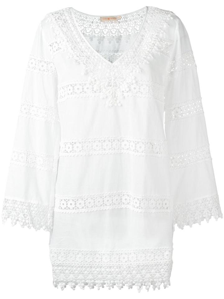 Tory Burch Floral Embroidered Detail Dress - White