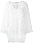 Tory Burch Floral Embroidered Detail Dress - White