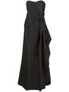 Carolina Herrera Strapless Draped Bow Gown - Black