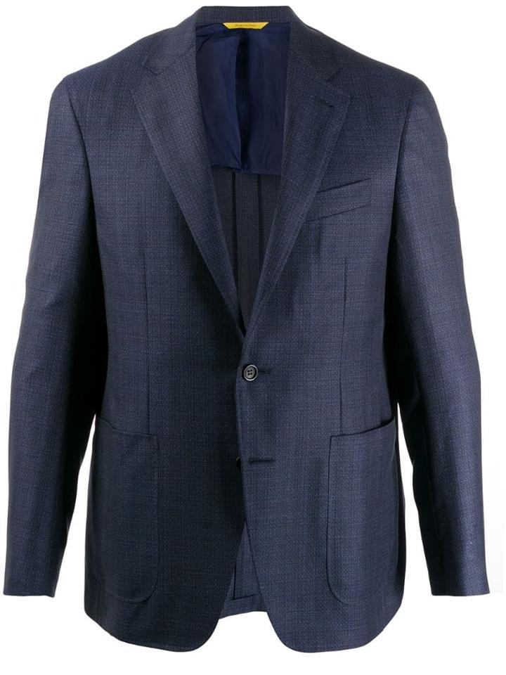 Canali Micro Check Pattern Blazer - Blue