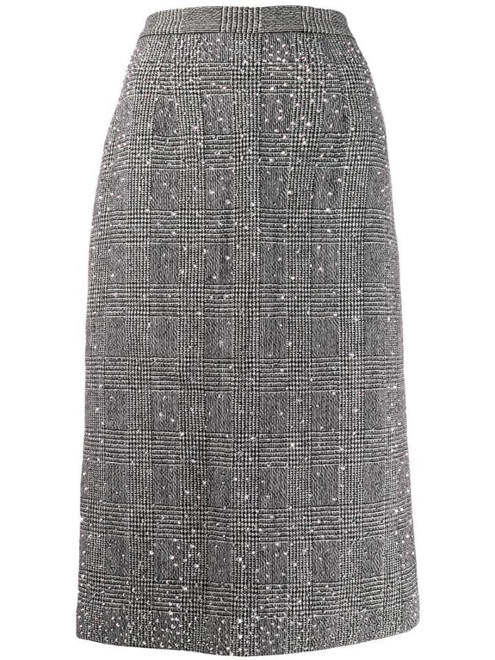Ermanno Scervino Stud-embelished Houndstooth Skirt - Black