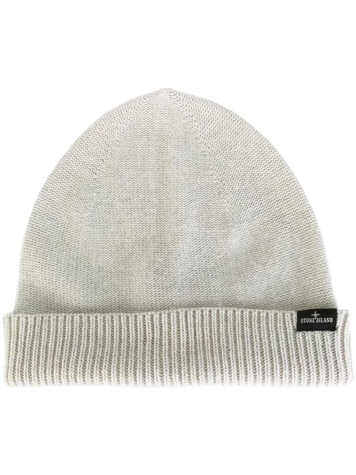 Stone Island Ribbed Knitted Beanie, Men's, Nude/neutrals, Polyamide/viscose/cashmere/wool