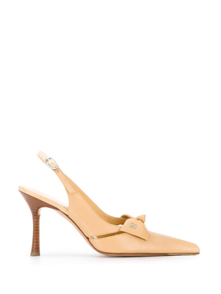 Chanel Vintage 2000's Slingback Bow Pumps - Neutrals