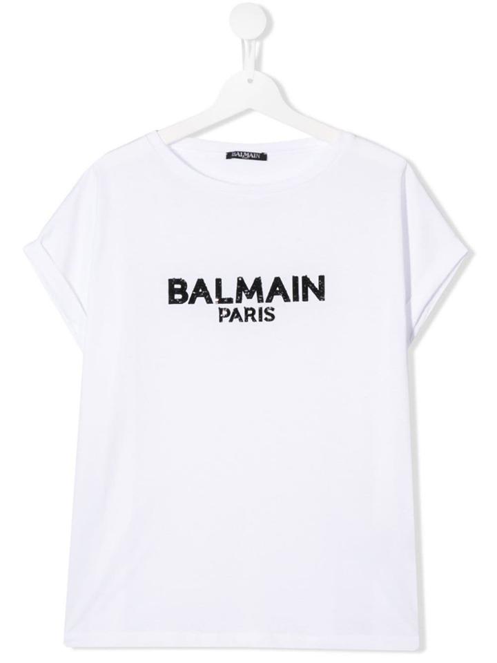 Balmain Kids Logo Print T-shirt - White