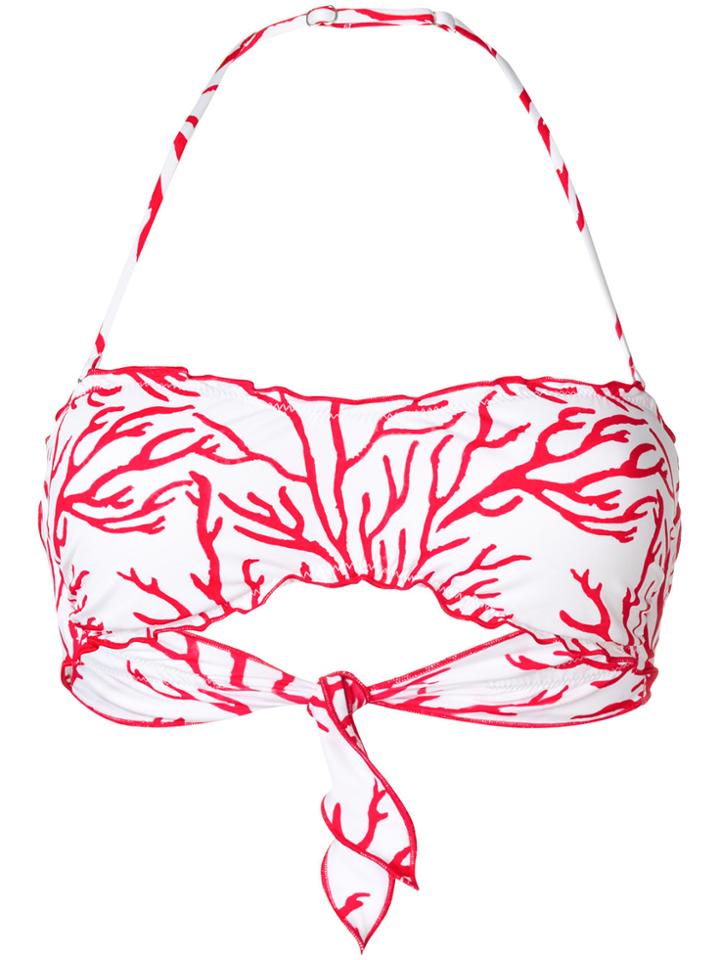 Mc2 Saint Barth Coral Print Bandeau Bikini Top - White