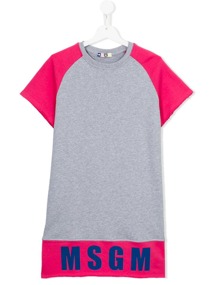 Msgm Kids Logo Print Sweatshirt Dress, Girl's, Size: 14 Yrs, Grey