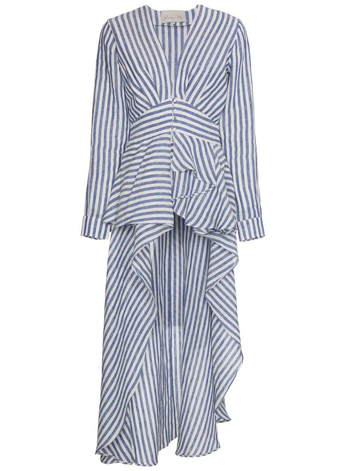 Johanna Ortiz Rio Grande Stripe Maxi Train Top - Blue