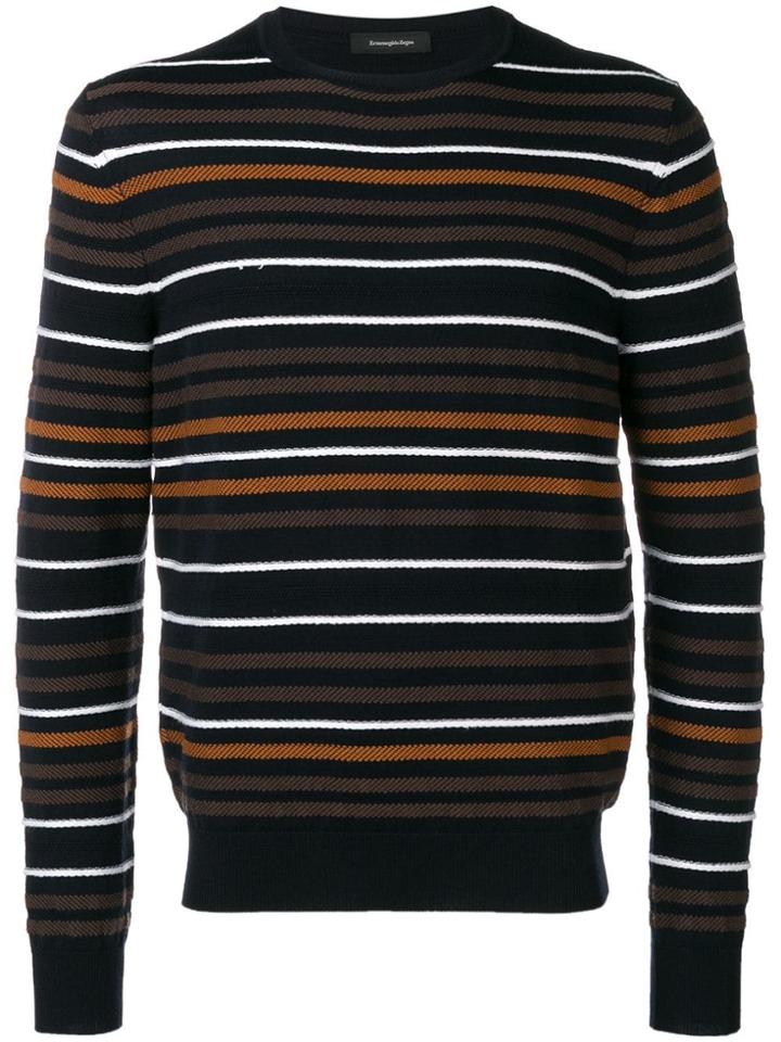 Ermenegildo Zegna Horizontal Stripes Jumper - Blue