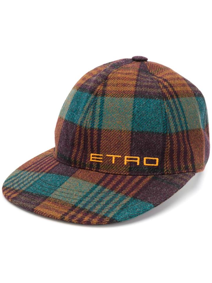 Etro Plaid Baseball Cap - Brown