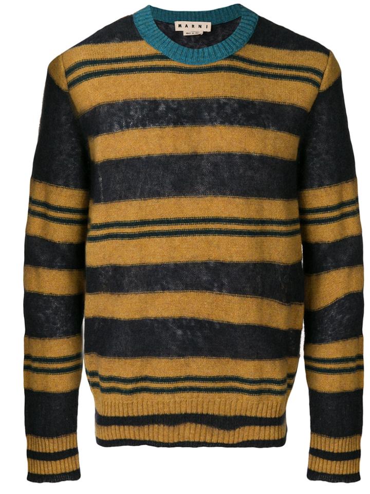 Marni Heavy Contrast-collar Striped Jumper - Blue