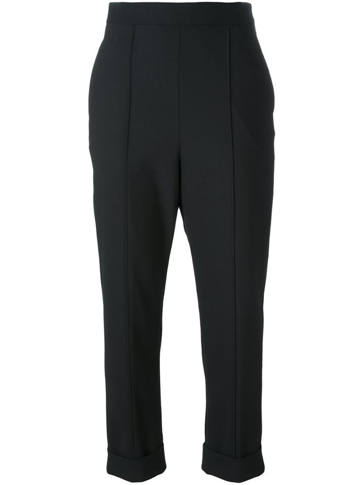 Neil Barrett Cropped Tapered Trousers, Women's, Size: 38, Black, Cotton/polyester/spandex/elastane/virgin Wool