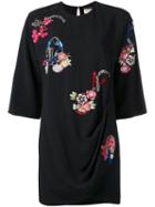 Saint Laurent - Floral Embroidered Dress - Women - Silk/acetate/viscose - 36, Black, Silk/acetate/viscose