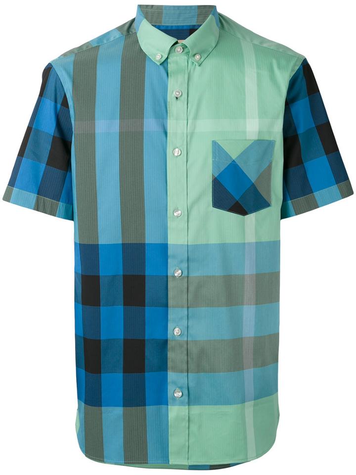 Burberry - Button-down Collar Check Shirt - Men - Cotton/polyamide/spandex/elastane - L, Blue, Cotton/polyamide/spandex/elastane