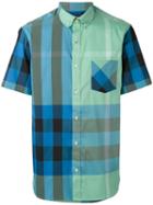 Burberry - Button-down Collar Check Shirt - Men - Cotton/polyamide/spandex/elastane - L, Blue, Cotton/polyamide/spandex/elastane