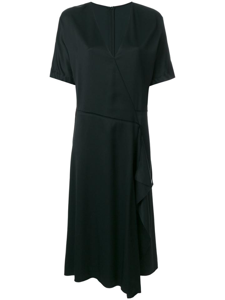 Cédric Charlier Flared Wrap Midi Dress - Black
