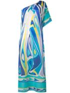 Emilio Pucci - Single Sleeve Shift Dress - Women - Cotton/silk - 42, Blue, Cotton/silk