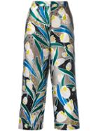 Rochas - Floral Print Cropped Trousers - Women - Silk/polyester - 40, Nude/neutrals, Silk/polyester