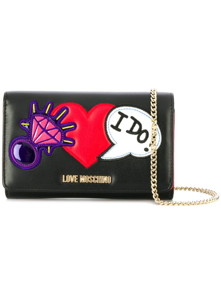 Love Moschino Heart Embellished Chain Wallet - Black