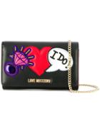 Love Moschino Heart Embellished Chain Wallet - Black