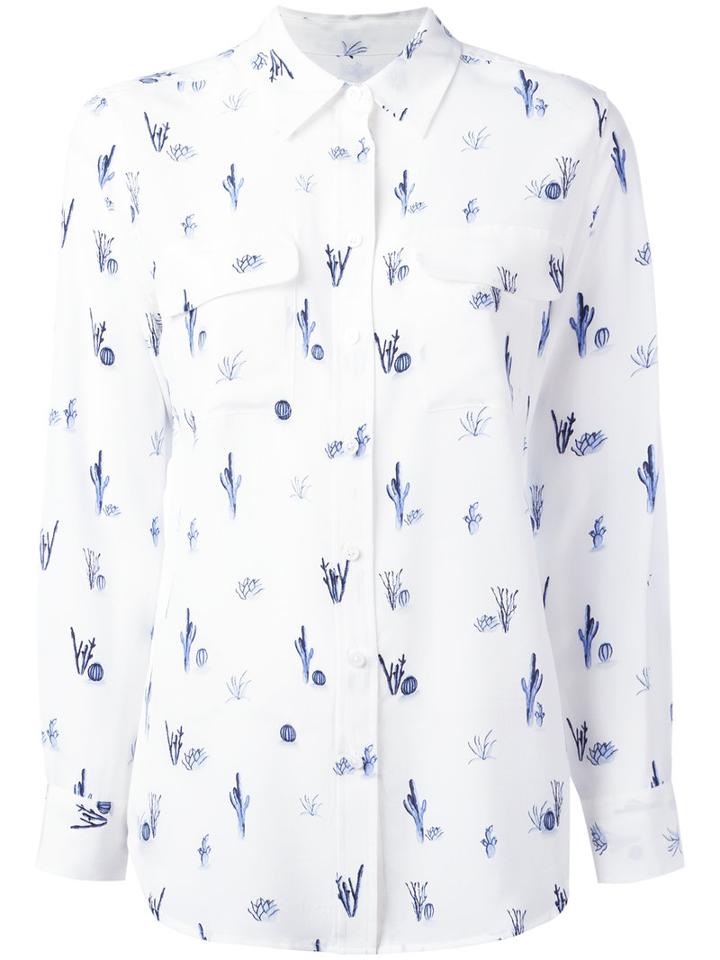 Equipment Printed Shirt, Women's, Size: Xs, White, Silk