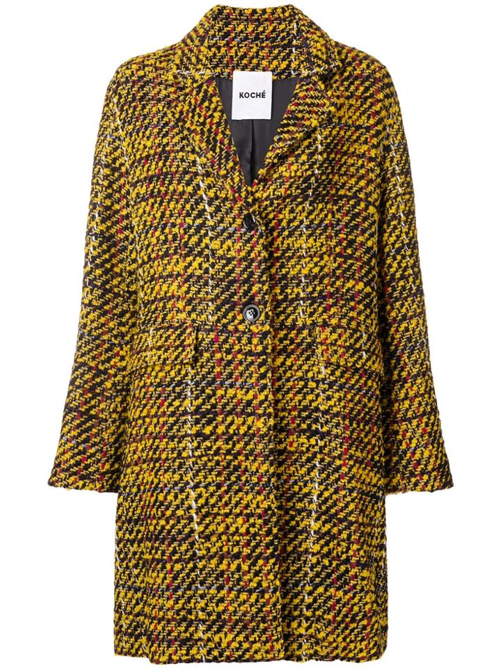Koché Textured Single Breasted Coat - Yellow & Orange