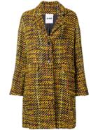 Koché Textured Single Breasted Coat - Yellow & Orange