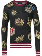 Dolce & Gabbana Crown Print Sweater - Black