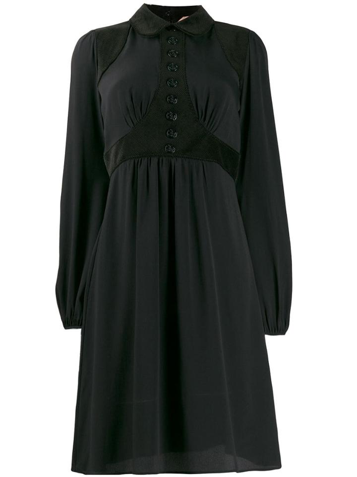 Nº21 Velvet Panel Shirt Dress - Black
