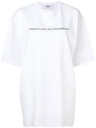 Msgm Quote Print T-shirt Dress - White