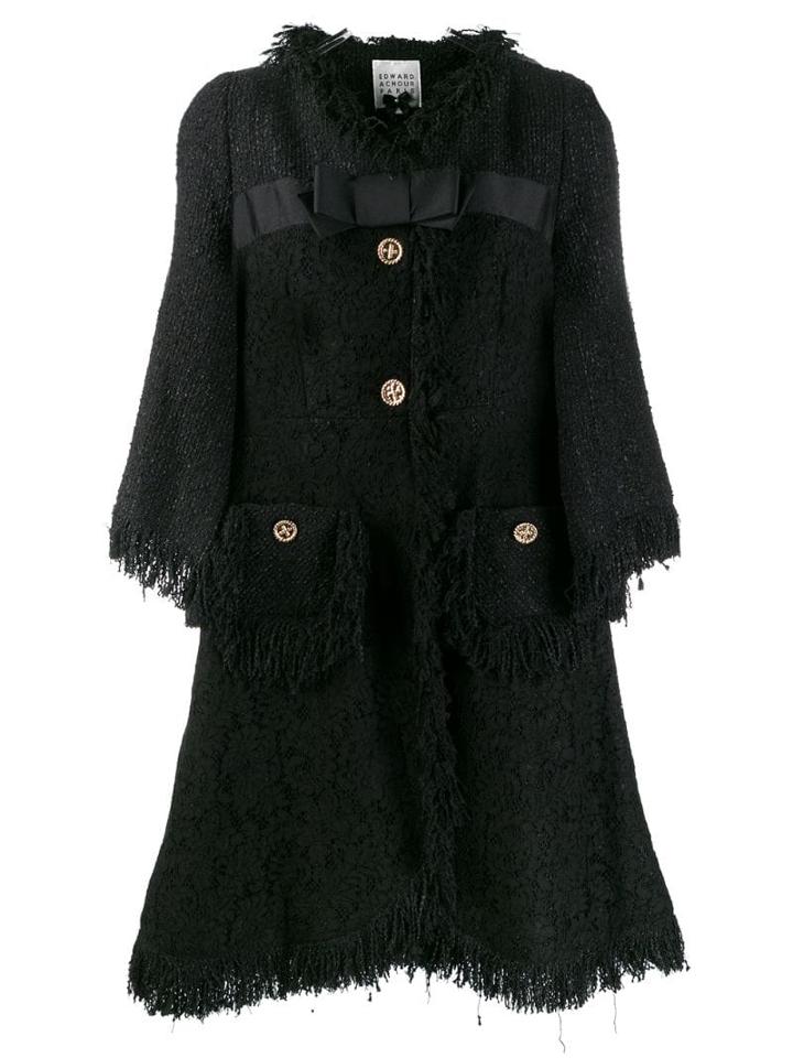Edward Achour Paris Lace Panel Coat - Black