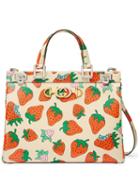 Gucci Zumi Strawberry Print Tote - Neutrals